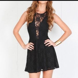 FOR LOVE & LEMONS BLACK MESH MINI SLEEVELESS DRESS WOMENS SIZE XS